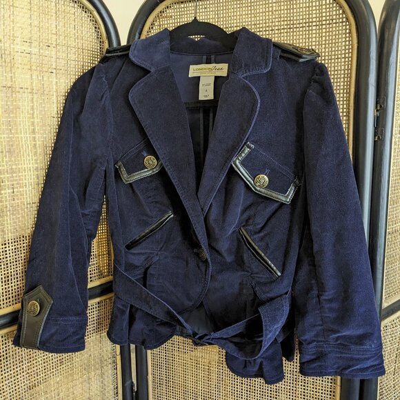 Vintage velour cropped military jacket, S - Picture 2 of 8